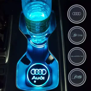 2pcs LED Car Cup Holder Lights – For Audi A3 A4 A6 Q5 – RGB, USB Rechargeable