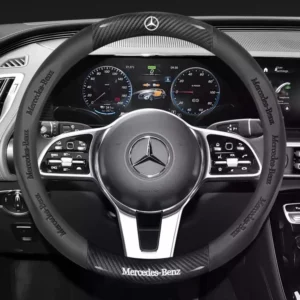 Luxury Carbon Fiber Leather Steering Wheel Cover for Mercedes-Benz C43, CLA, GLC