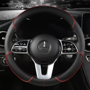 Audocovers Anti-Slip Leather Steering Wheel Cover for Volkswagen and Mercedes