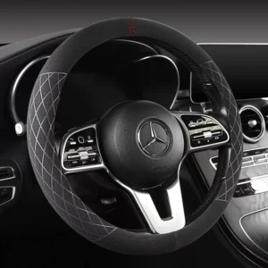 Luxury Suede Steering Wheel Cover for Mercedes-Benz and Toyota – Universal 15" Anti-Slip Grip