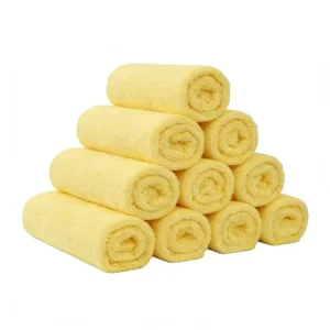 Yellow Microfiber Car Wash Towels 10 Pack 16 x 16 in Streak-Free Cleaning Cloths