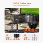 Heavy Duty 5000 lb Swivel Trailer Jack with 15 in Travel 6 13487 6833d4