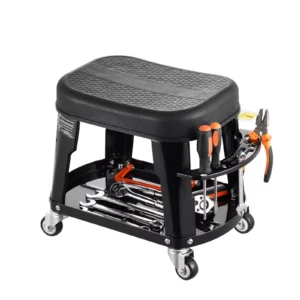 Mechanic Stool with Wheels 300lbs Capacity Rolling Garage Seat with Tool Tray