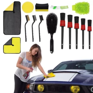 15-Piece Car Detailing Brush & Cleaning Kit for Interior and Exterior Care