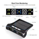 Solar Powered Car Tire Pressure Monitoring System with 4 External Sensors 5 15481 5b91f3