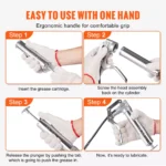 Heavy-Duty 3500 PSI Pistol Grip Grease Gun with Flexible Hose & Couplers 7 16174 74fbcc