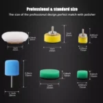 Mini Car Polishing Kit with Pads & Flexible Shaft for Rotary Polishers & Drills 8 16325 808610
