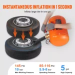Heavy-Duty 5 Gallon Air Tire Bead Seater with 145 PSI Pressure Inflator Tank 6 16338 016092