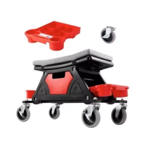 Heavy Duty Rolling Mechanic Seat with Tool Trays & Drawer – 300 LBS Capacity, Ideal for Garage & Automotive Work