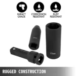 43PCS 1/2-Inch Drive Impact Socket Set with Deep & Standard Sockets + Extensions 6 16604 3b4af5
