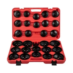 30-Piece Oil Filter Socket Set – Low Profile Cap Wrench Kit for Car Repairs