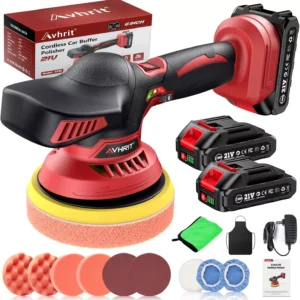 21V Cordless 6-Inch Car Polisher Kit with Dual Batteries & 16 Attachments