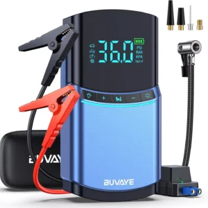 4-in-1 Car Jump Starter and Air Pump with Power Bank and LED Lights