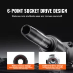 1/2" Drive Impact Socket Set – 6-Point Cr-V Steel, Easy-Read Markings, Heavy-Duty 6 19856 528064