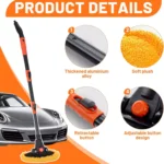 Adjustable Telescoping Car Wash Brush with Chenille Mop Head 5 21389 19657c