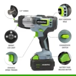 20V Cordless Impact Wrench 1/2-inch 300N.M Max Torque for Tesla with Fast Charger 4 22371 b48628