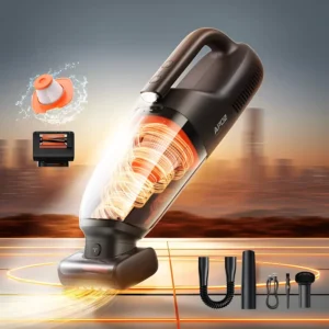 Powerful Cordless Car Vacuum Cleaner with Pet Hair Roller Brush & LED Light