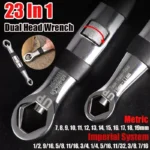 Universal Dual-Head 23-in-1 Adjustable Wrench - Metric & Imperial, 7-19MM Ratchet Spanner 4 42258 fec281