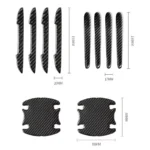 Carbon Fiber Car Door Handle Scratch Protector & Rearview Mirror Strip 9 43445 3a7158