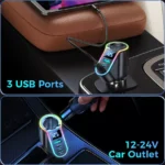 150W 4-in-1 Fast USB Car Charger Adapter with LED Voltage Display 7 45702 37c361