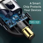 120W 4-Port Fast Car Charger with 5ft Extension Cable & USB-C PD 7 45849 59a377