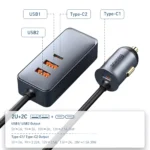 120W 4-Port Fast Car Charger with 5ft Extension Cable & USB-C PD 5 45849 97a03a