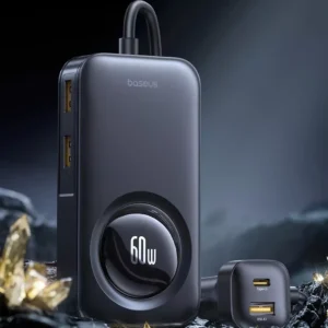 60W Retractable Fast-Charging Car Charger with 6-Port Rear Seat Extension