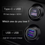 30W Dual-Port Car Fast Charger with USB-C Quick Charge 6 45918 4c3a2b