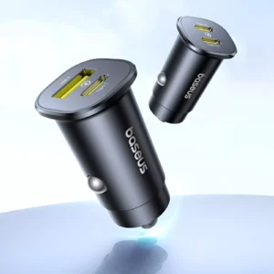 30W Dual Port USB-C Fast Car Charger with Power Delivery
