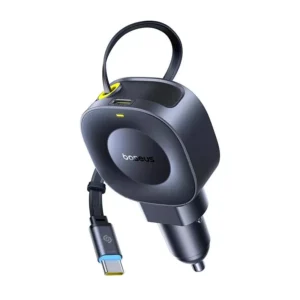 45W Dual USB-C Fast Car Charger with Retractable Cable
