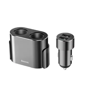 100W Dual USB Car Power Splitter with Dual Cigarette Lighter Sockets
