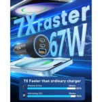 67W 3-Port USB C Car Charger Adapter - Dual USB-C & USB-A Fast Charging 4 46187 b3a4db