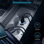 52.5W Fast Car Charger with USB-C and USB-A Ports – 30W PowerIQ 3.0, Dual Port Adapter 5 46195 0d3f46