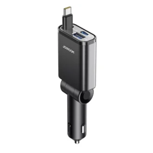 Ultra-Slim 57W Retractable Fast Car Charger USB-C & USB for iPhone & Android