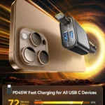 Ultra-Slim 57W Retractable Fast Car Charger USB-C & USB for iPhone & Android 4 46220 4f85b8