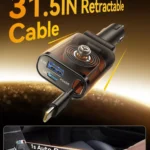 Ultra-Slim 57W Retractable Fast Car Charger USB-C & USB for iPhone & Android 6 46220 a77467