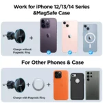 Magnetic Car Mount Wireless Charger 15W Fast Charging Phone Holder 9 46221 74132f