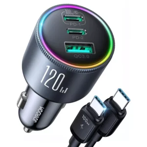 120W USB C 3-Port Super Fast Car Charger Adapter with 100W PD & QC 4.0