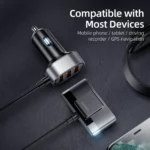 24W Dual USB Fast Car Charger with LED Display and 5-Port Expansion 5 46242 45390c