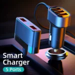 24W Dual USB Fast Car Charger with LED Display and 5-Port Expansion 4 46242 4f7df7