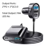 78W 5-Port USB C Car Charger with PD & QC 3.0 Fast Charging 4 46980 ce54e9
