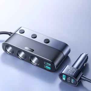 139W 7-in-1 USB-C Fast Car Charger with Multi-Ports & LED Voltage Display
