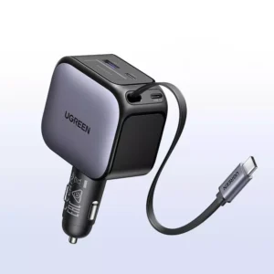 145W Multi-Port Fast Car Charger with Retractable USB-C Cable