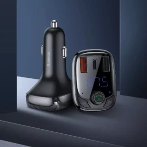 Bluetooth 5.0 FM Transmitter Car Charger with Fast Charging & Handsfree Kit