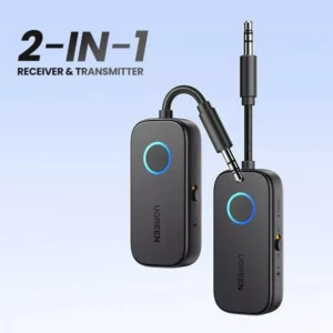 2-in-1 Bluetooth Audio Adapter with 3.5mm Jack for Car, TV, Flight & More