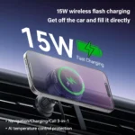 15W Magnetic Wireless Car Charger & Phone Holder with Retractable Cable 5 47964 df1509