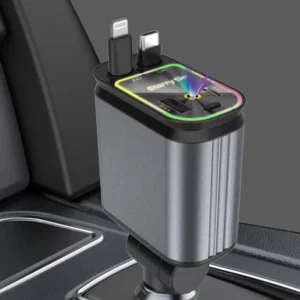 120W 4-in-1 Car Charger with Starry Projector & Dual Fast Charge Cables
