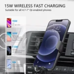 Wireless Car Phone Holder with 15W Fast Charging & Auto Clamping 8 47985 43960b