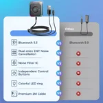 Bluetooth 5.3 AUX Car Adapter with Dual Mics, Noise Canceling, Hands-Free 8 48144 cdbd27