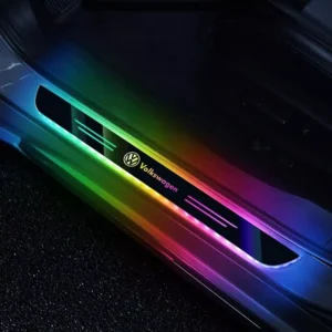 LED Door Sill Welcome Light with Remote Control for Car Interior Atmosphere